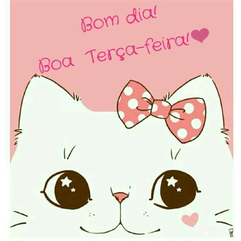 A White Cat With A Pink Bow On It S Head And The Words Boa Terra Feria