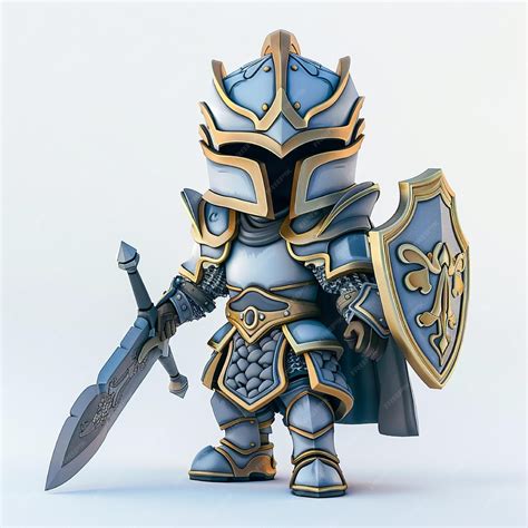 Premium Photo 3d Cartoon Paladin Knight Isolated On White