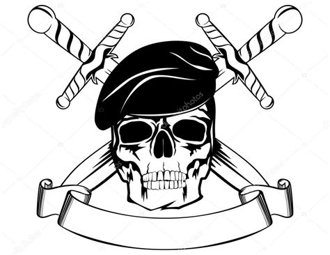 Skull In Beret Stock Vector Ss