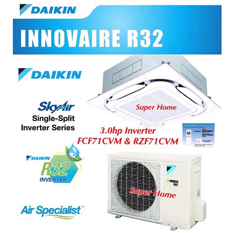 Daikin 3 0hp Inverter Ceiling Cassette Type Air Conditioner Fcf71c And Rzf71cvm Panel Bycq125eaf