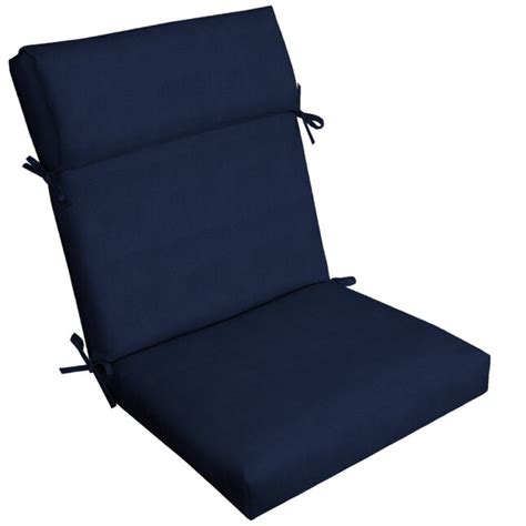 Allen Roth 20 In X 21 In Madera Linen Navy High Back Patio Chair Cushion At