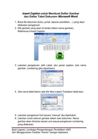 Insert Caption Untuk Membuat Daftar Gambar PDF