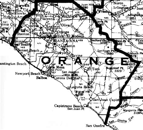 Small Map Of Orange County 1928 Orange County Map California