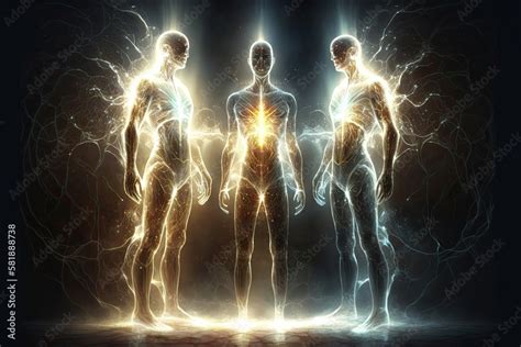 Levitating Human Souls In Heaven Astral Body And After Life Concept