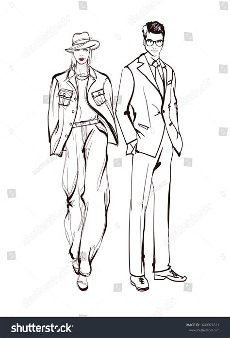 Men And Women Fashion Sketches