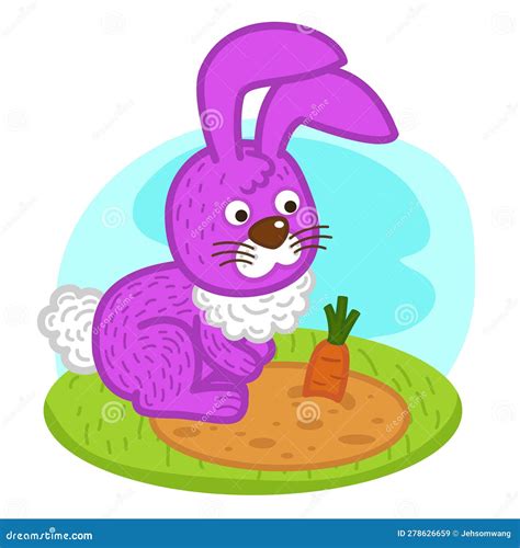 Cute Cartoon Rabbit Character On White Background Stock Vector