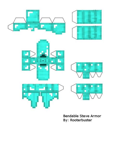 Papercraft Bendable Steve Armour Minecraft Printables Minecraft