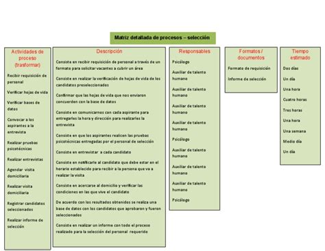 Matriz Detallada De Procesos Pdf