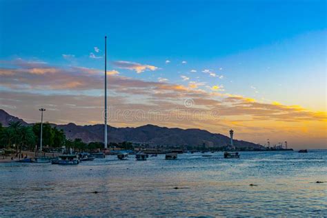 Aqaba Jordan January 5 2019 Sunset View Of Seaside Of Aqaba In