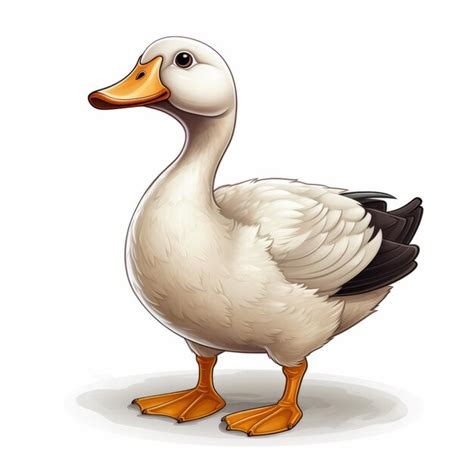 Detailed Character Illustration Of A White Duck With Black Bill ...