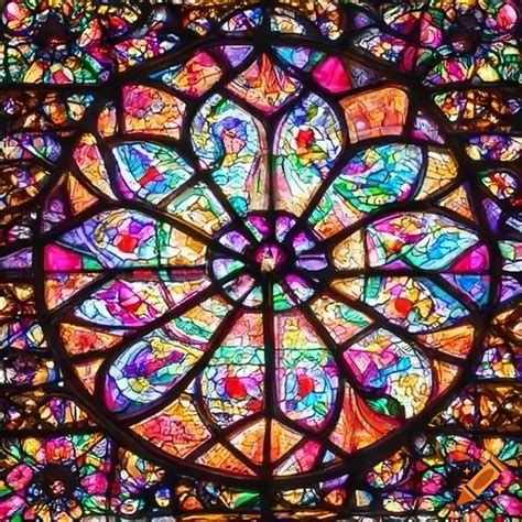 A High Resolution Colorful Rose Window In A Church On Craiyon