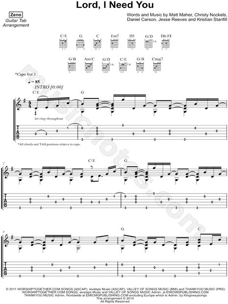 Zeno Lord I Need You Guitar Tab In G Major Download And Print Sku Mn0212594