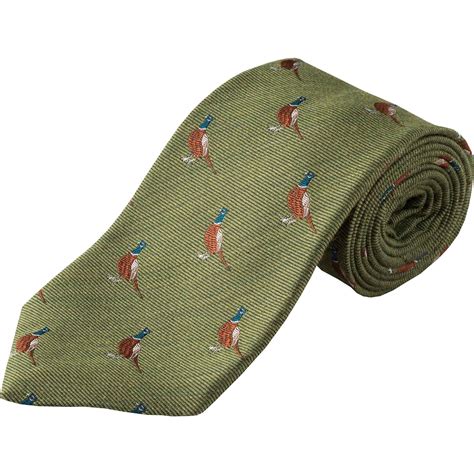 Moss Green Pheasant Woven Wool Silk Tie Men S Country Clothing Cordings