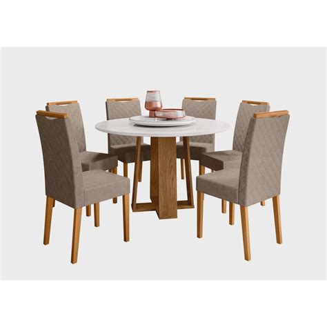 Conjunto Mesa Isabela Tampo Girat Rio Cm Cadeiras Munique