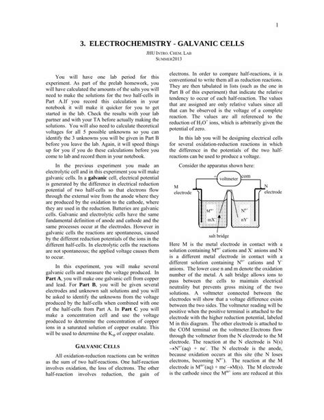 Pdf Electrochemistry Galvanic Cells Electrochemistry