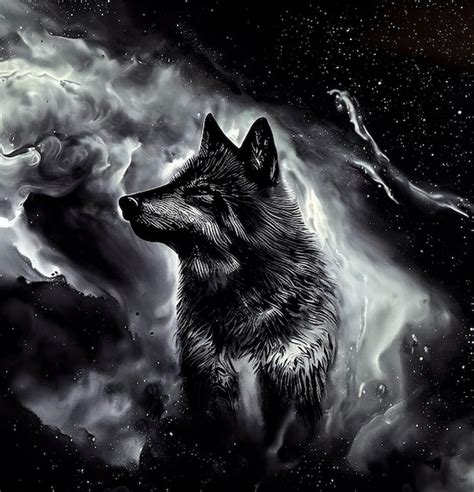 Arte De Lobo Negro Foto Premium