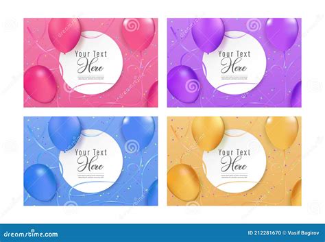 Happy Birthday Greeting Card And Party Invitation Collection Vector