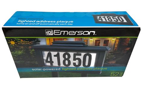 Emerson Solar Powered Lighted Address Plaque Shelly Lighting