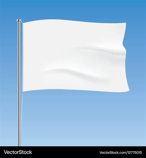 White Flag Waving On A Blue Sky Background Vector Image