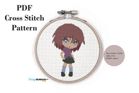 Pretty Anime Girl Cross Stitch Pattern Pdf File