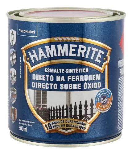 Esmalte Sint Tico Hammerite Direto Na Ferrugem Preto Ml