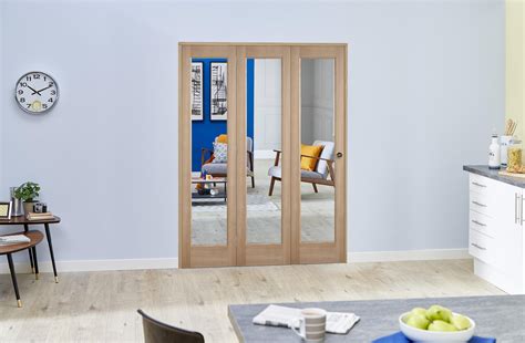 Slimline Glazed Oak 3 Door Roomfold 3 X 18 Doors Bifold Doors At