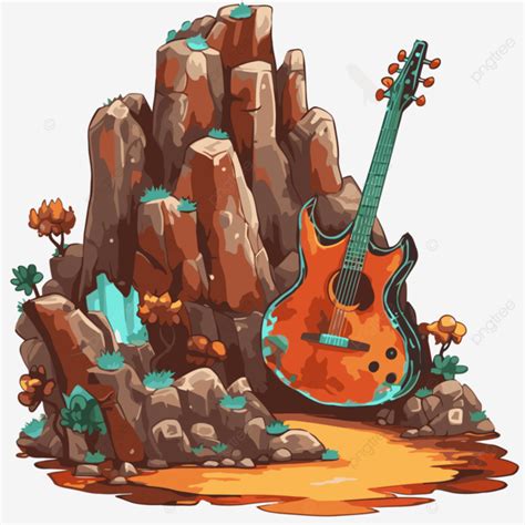 Pintura Rupestre Vector PNG Pegatina Clipart Rock Guitarra Paisaje En