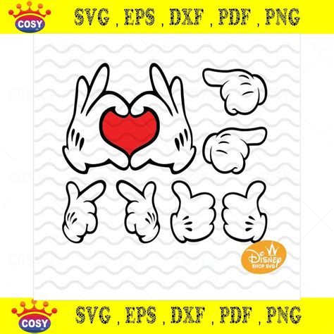 Mickey Mouse Hands Svg Disney Love Svg Minnie Mouse Hands Svg Dxf Eps