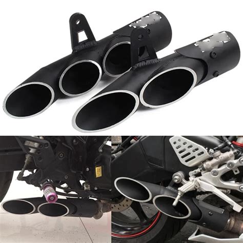 Mm Inlet Universal Motorcycle Double Treble Exhaust Muffler Pipe For