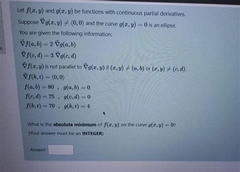 Solved Let F X Y And G X Y Be Functions With Continuous Chegg