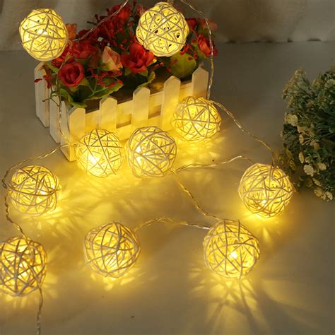 Leds Rattan Balls String Lights Battery Operated Cotton Ball