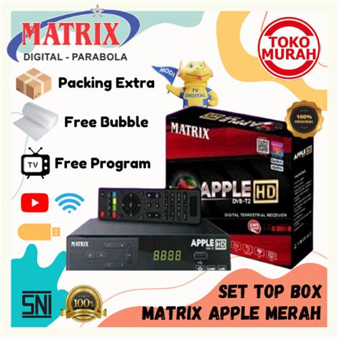 Jual Set Top Box TV Digital DVB T2 MATRIX APPLE MERAH HD Kab