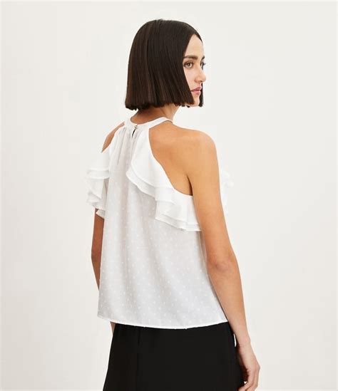 Blusa Sem Manga Em Chiffon Bolinhas Texturizadas Off White