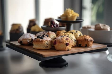 Premium Ai Image Stack Of Scones And Freshly Baked Muffins On The