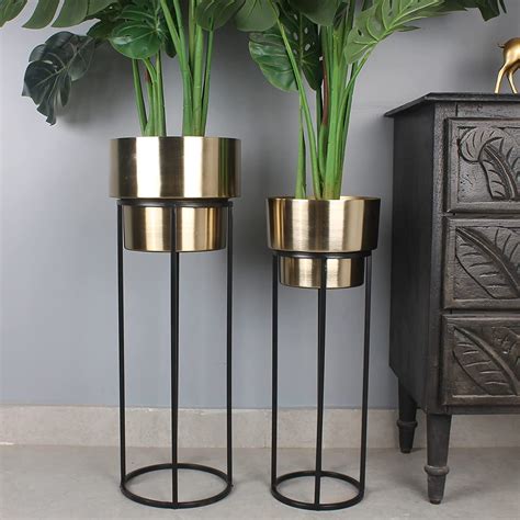 NU INVENTION Modern Tall Planter Stand Flower Pot Stand Metal Floor