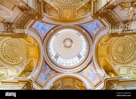 Ornamental and painted ceiling of Pantheon in Paris, France Stock Photo ...