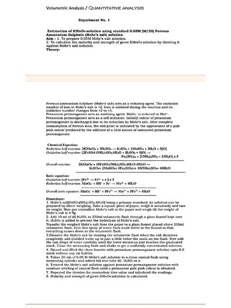 Volumetric Analysis | PDF