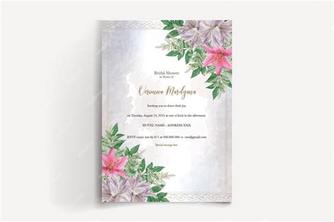 Premium Vector | Bridal shower floral invitation template