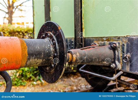 Closeup Of The Powerful Bumpers Of A Train Wagon Stock Image Image Of