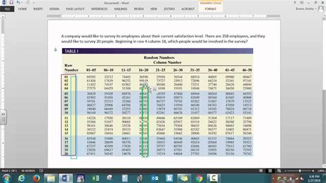 Random Sample Table