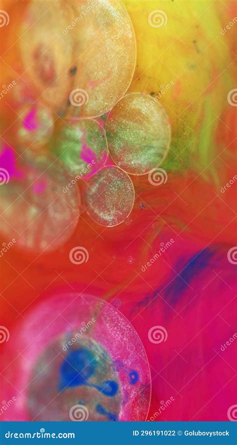 Color Ink Water Oil Bubble Neon Pink Yellow Mist Stock Photo Image Of