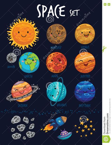 Solar System Kawaii Illustration Sun And Planets Poster Zazzle Artofit