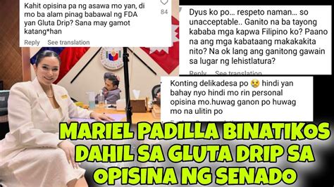 VIRAL MARIEL PADILLA BINATIKOS NAG GLUTA DRIP SA OPISINA NG SENADO