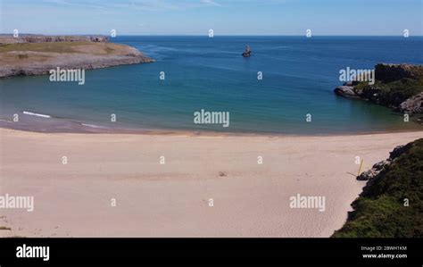 Aerial View Of Broad Haven South Beach Barafundle Bay Near Bosherston