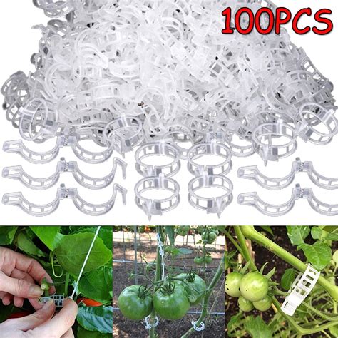 Elbourn 100pcs Plant Support Clips White Garden Trellis Clips For