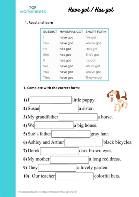 Complete With Have Got Has Got Ficha Para Imprimir Topworksheets