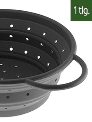 Coolinato Sieb aus Silikon faltbar 24 cm Grau Nudelsieb für Pasta