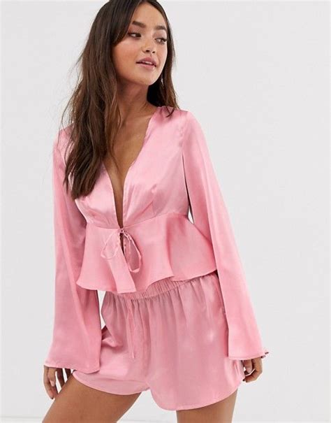 Asos Design Satin Mix Match Blouse Asos Fashion Asos Designs Blouse