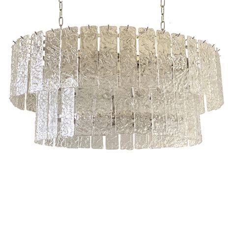 Hammered Strips Listelli Murano Glass Oval Chandelier Simoeng