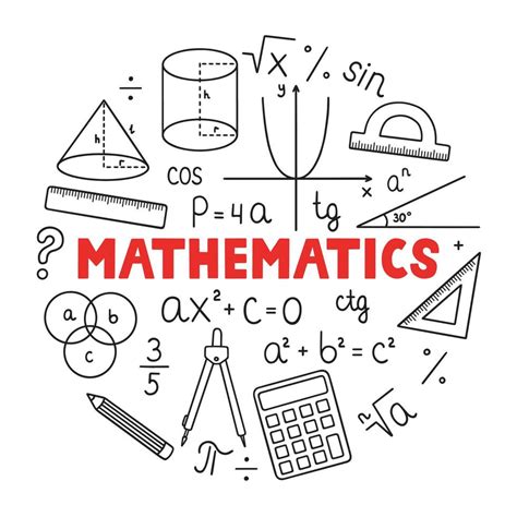 Mathematics Doodle Set Education And Study Concept School Equipment